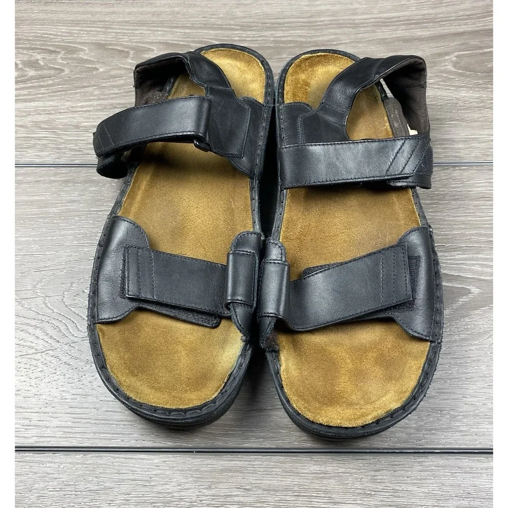 Naot Men's Leather Comfort Strappy Sandals Black Size 47 US 14